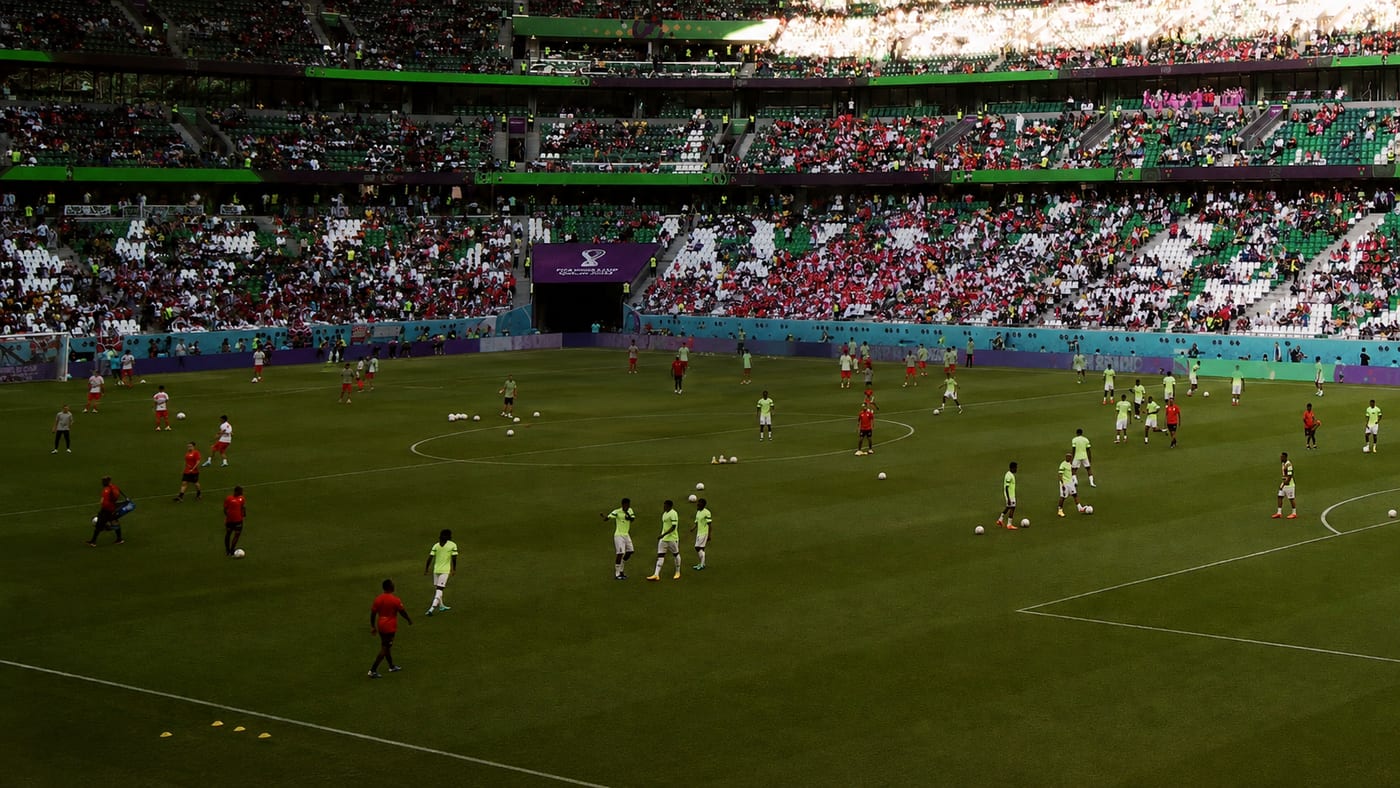 Football match seen from the stands