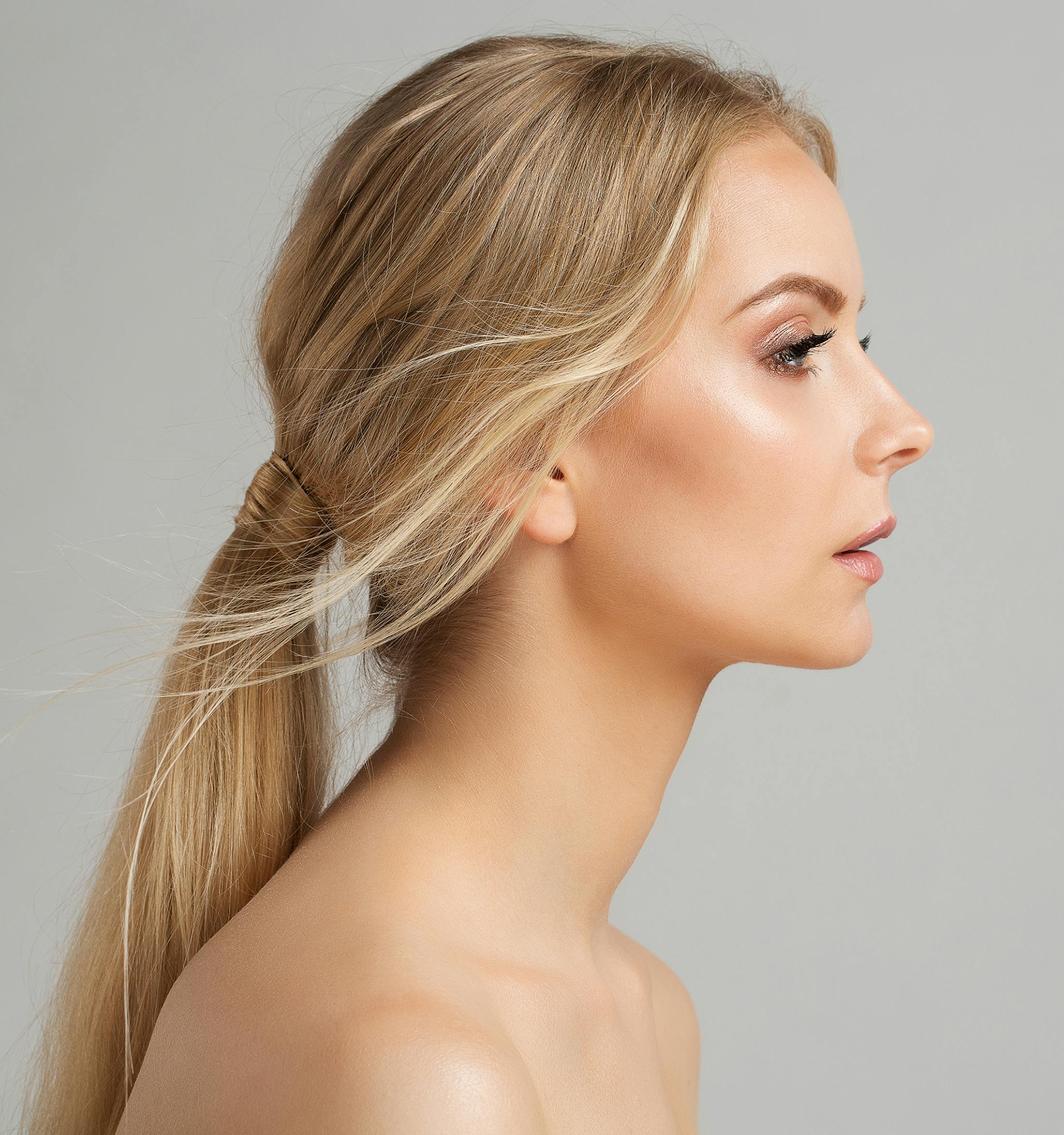 A woman's side profile