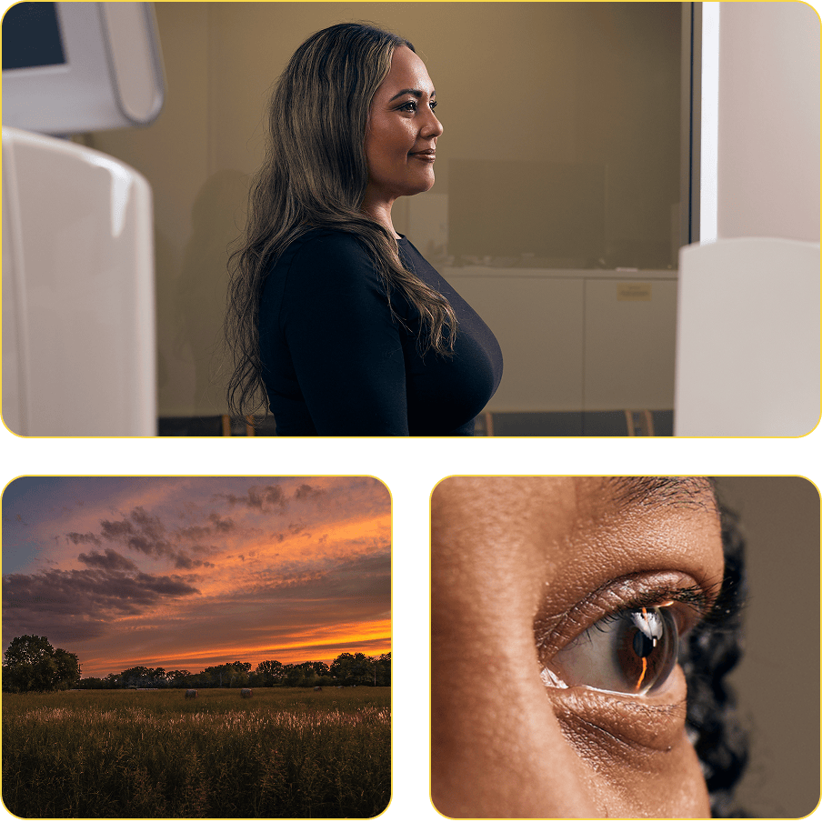 Woman smiling | Sunset | A close up eye