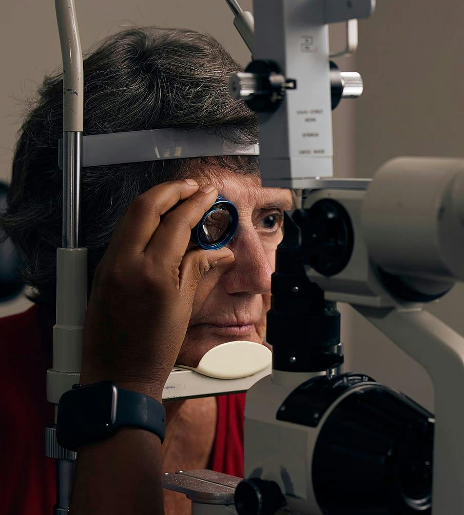 patient during eye exam