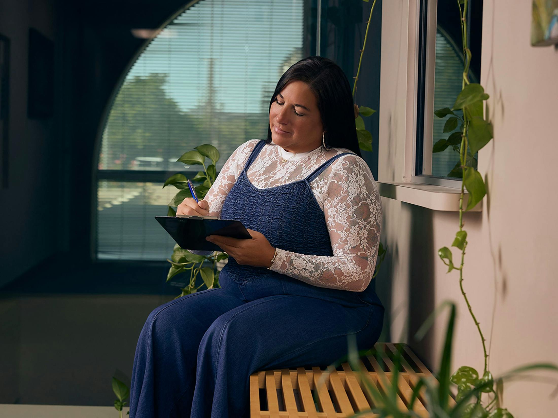 woman filling out forms