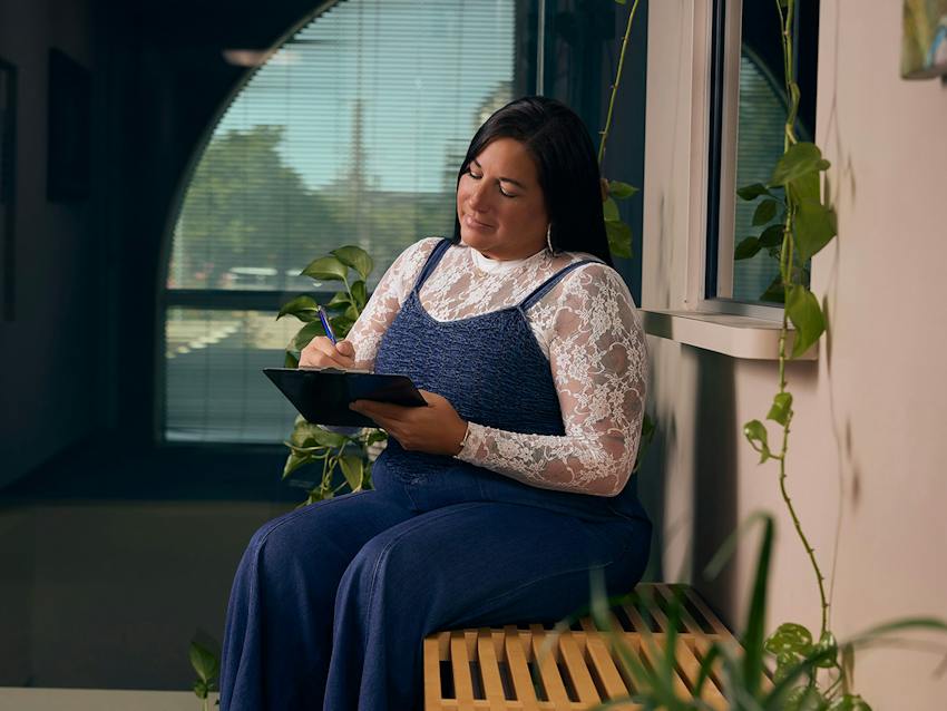 woman filling out forms