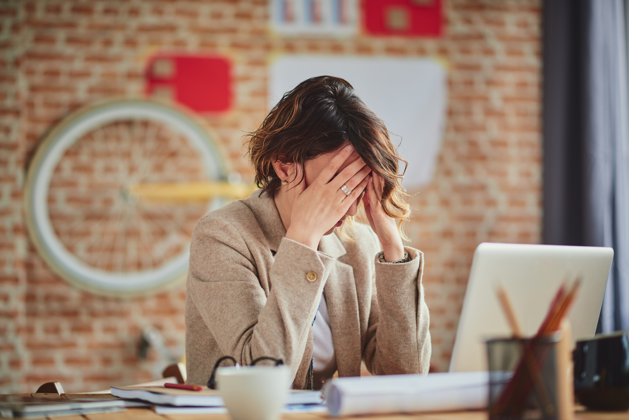 Tired woman at work