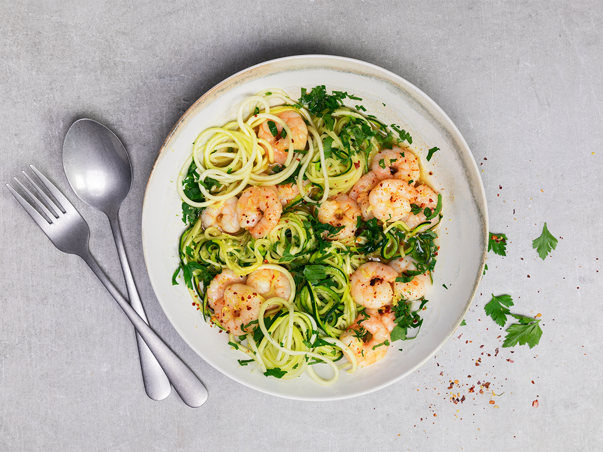 Spicy Shrimp and Zoodles<!-- -->