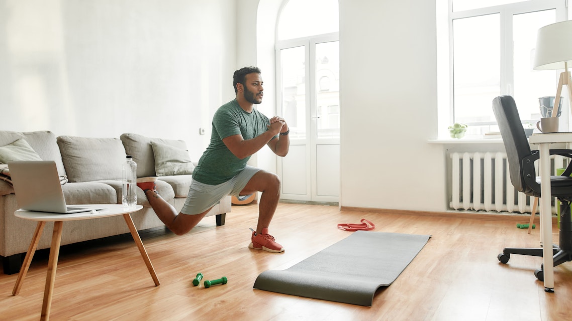 Man exercising at home