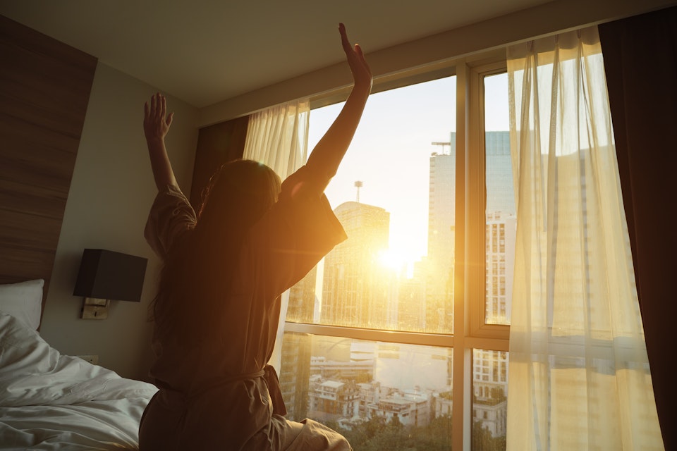 Woman waking up