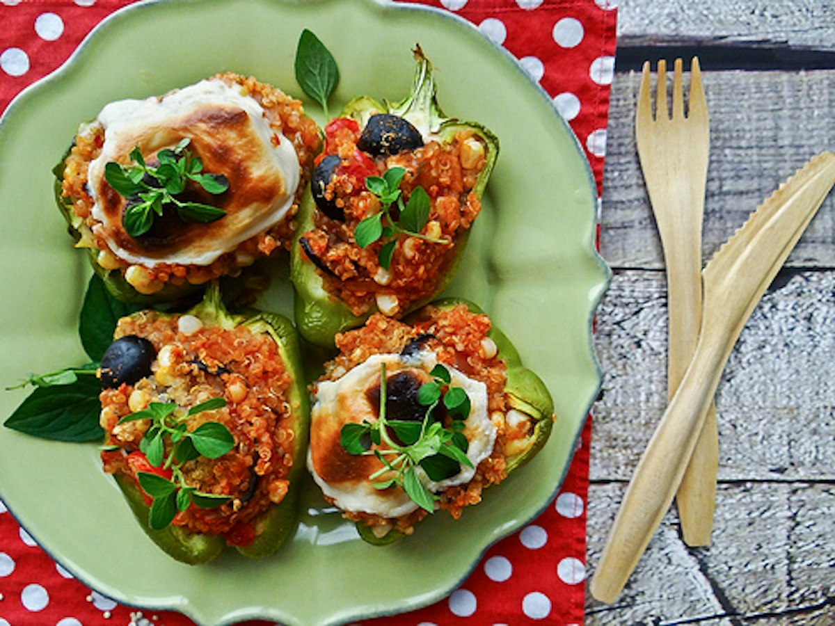 Quinoa stuffed green peppers<!-- -->