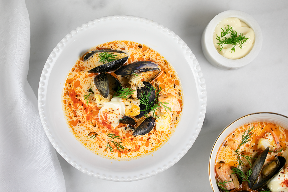 Seafood Soup with Aioli<!-- -->