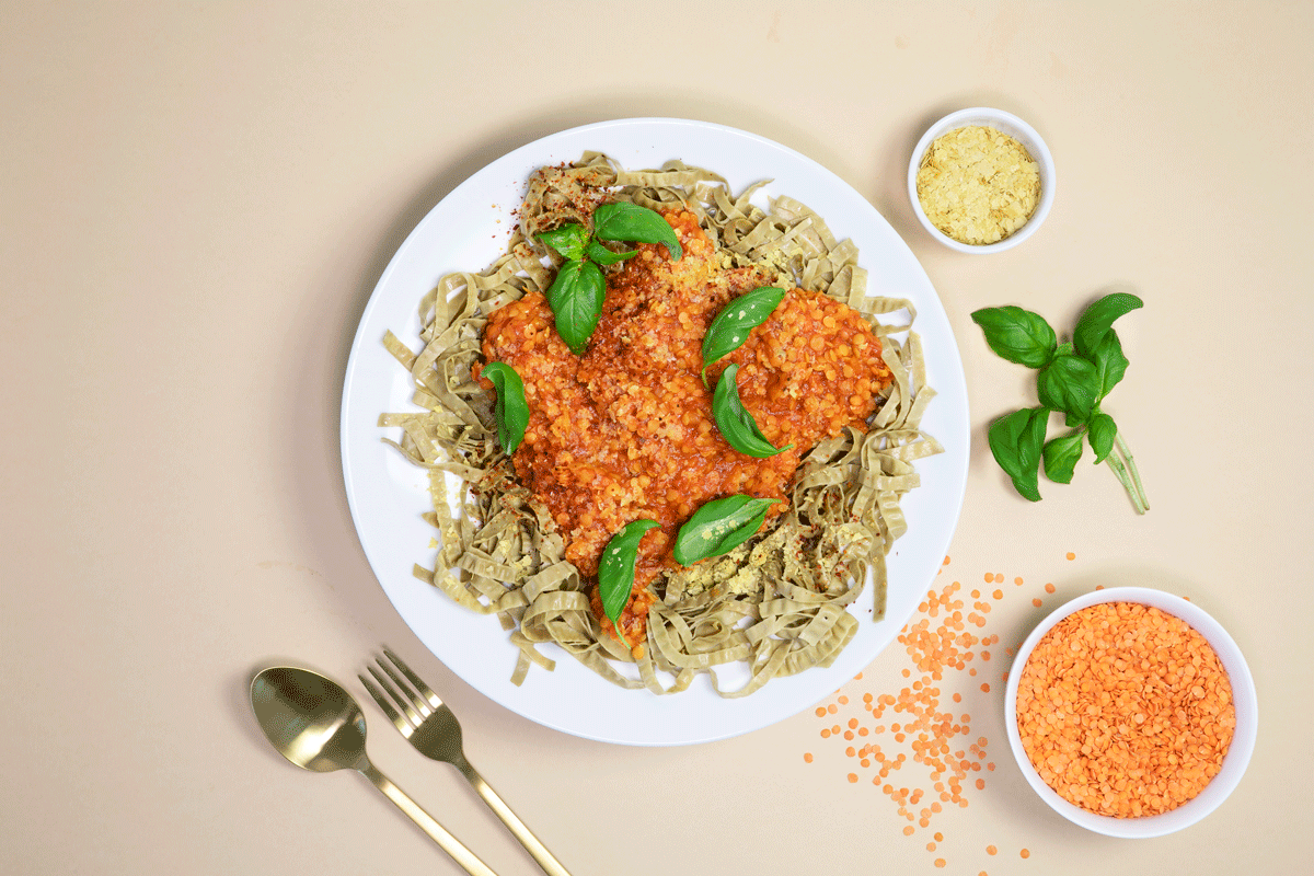 Red lentil sauce and pasta Lifesum