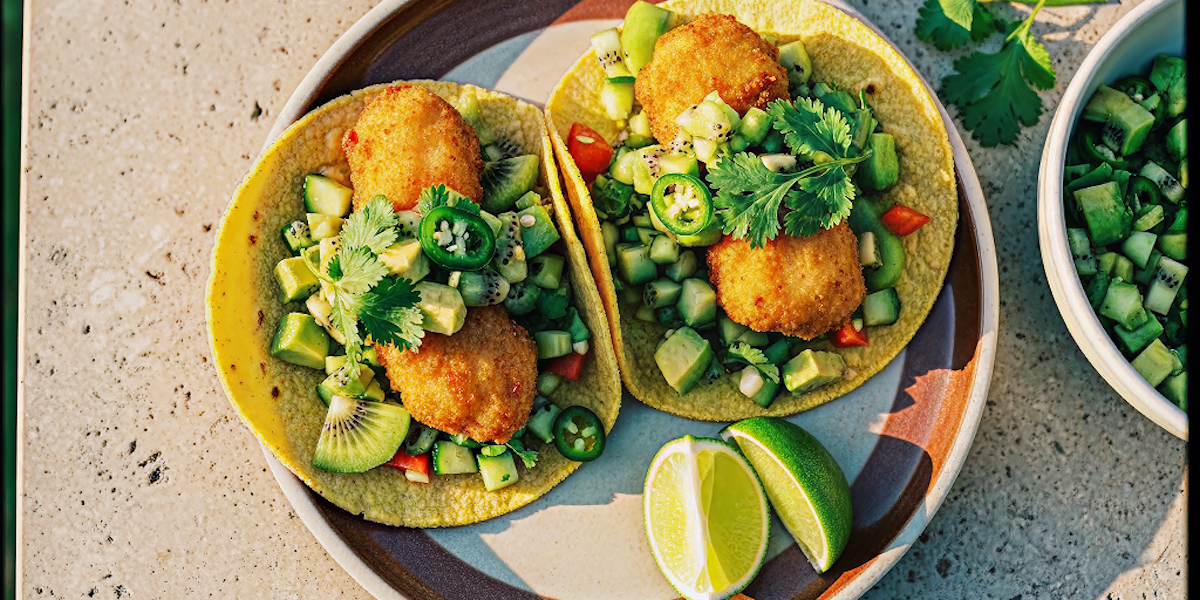 Fisch-Taco mit Kiwi-Avocado-Salsa