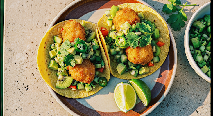 Fisch-Taco mit Kiwi-Avocado-Salsa