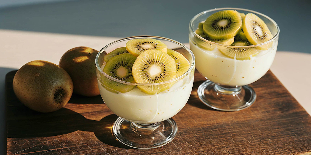 Vanillepudding mit Kiwi-Topping