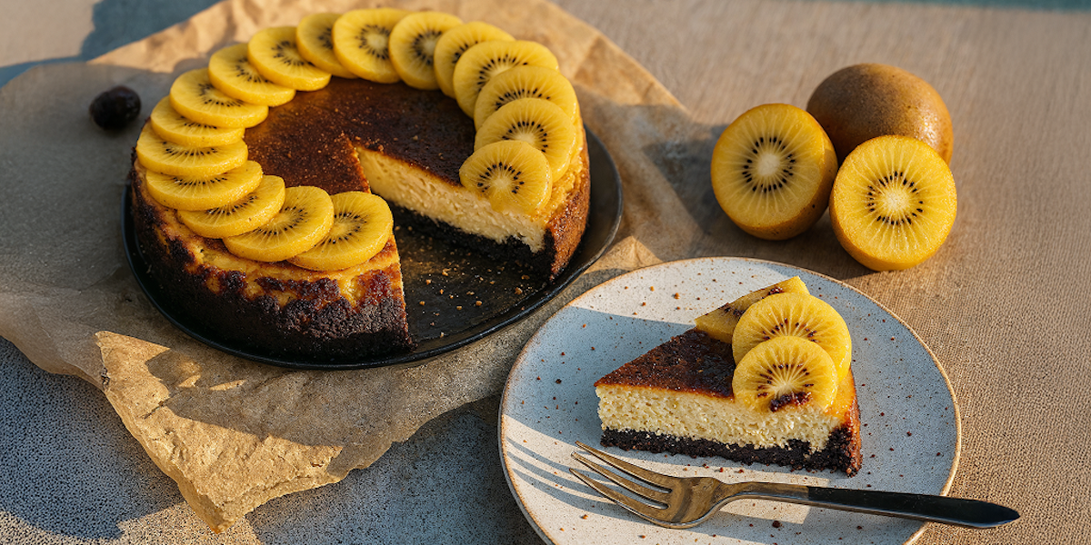 Vanille-Hüttenkäsekuchen mit Kiwi