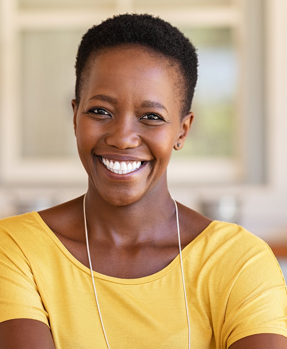 Young woman smiling.