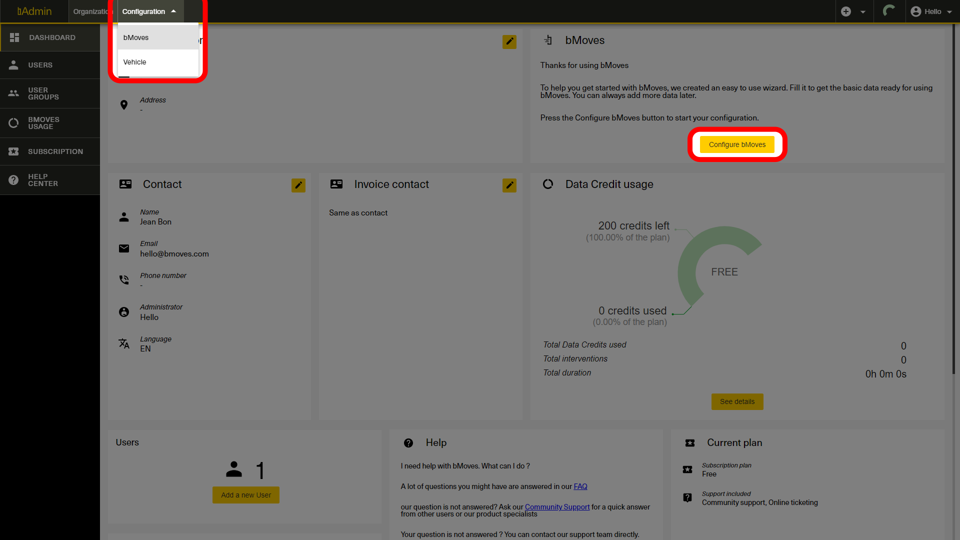 bAdmin - bMoves element creation