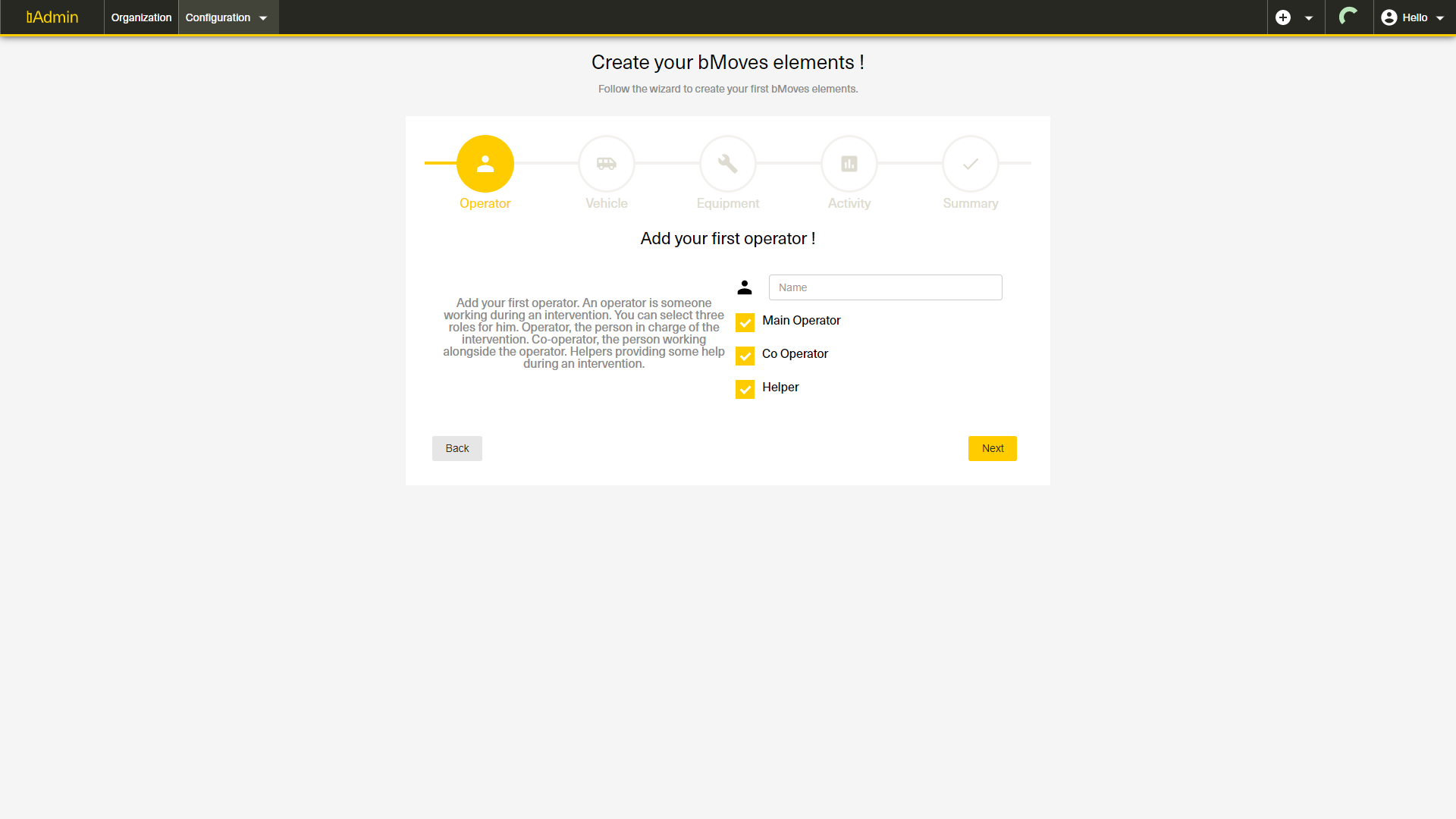 bAdmin - bMoves element creation
