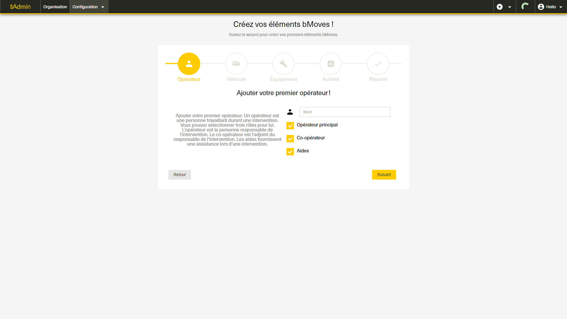 Assistant de création des éléments bMoves