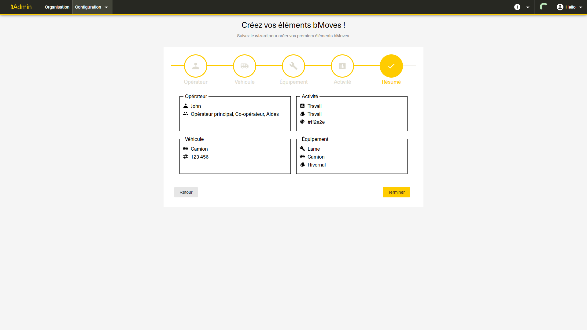 Assistant de création des éléments bMoves