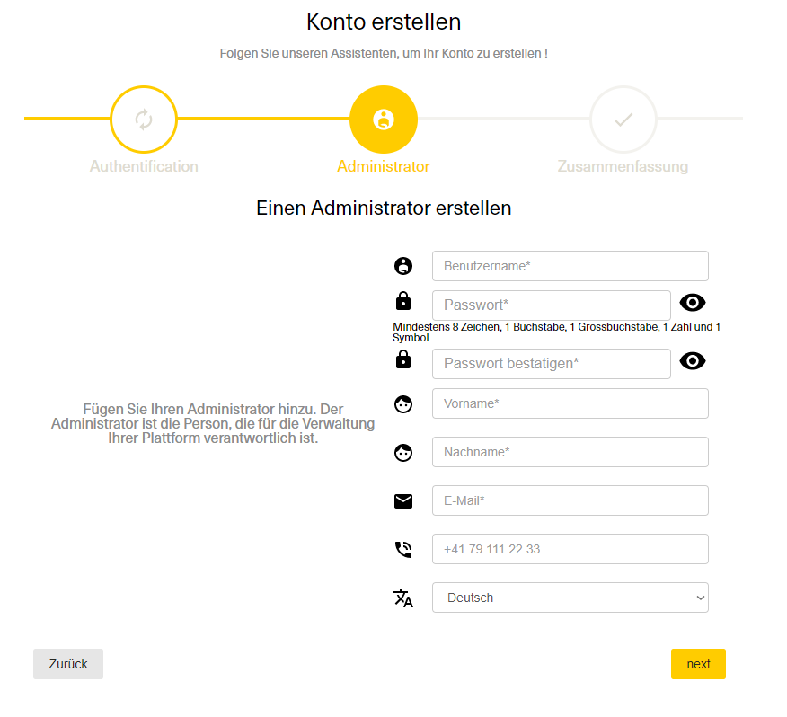Kontoerstellung