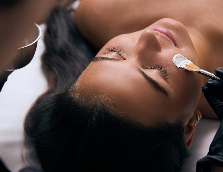 Woman getting a facial