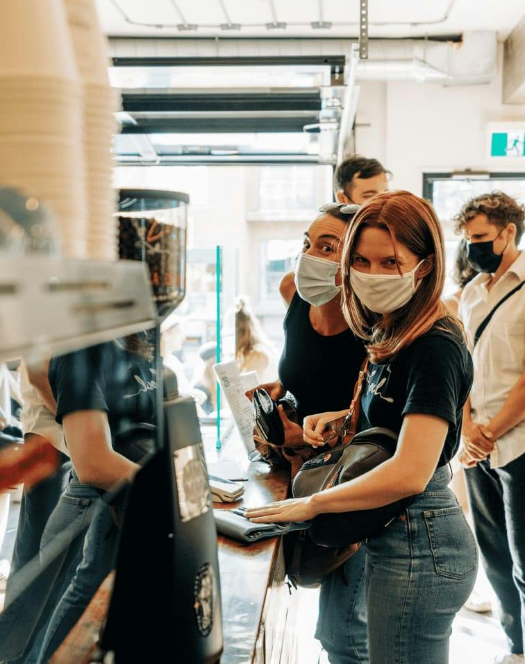 Customers ordering at the counter