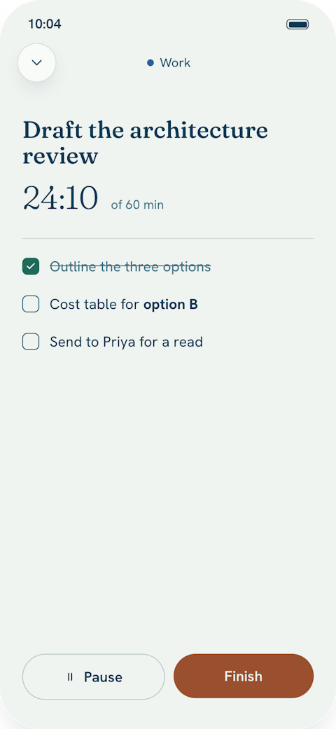 Focus on iPhone: one task and one timer