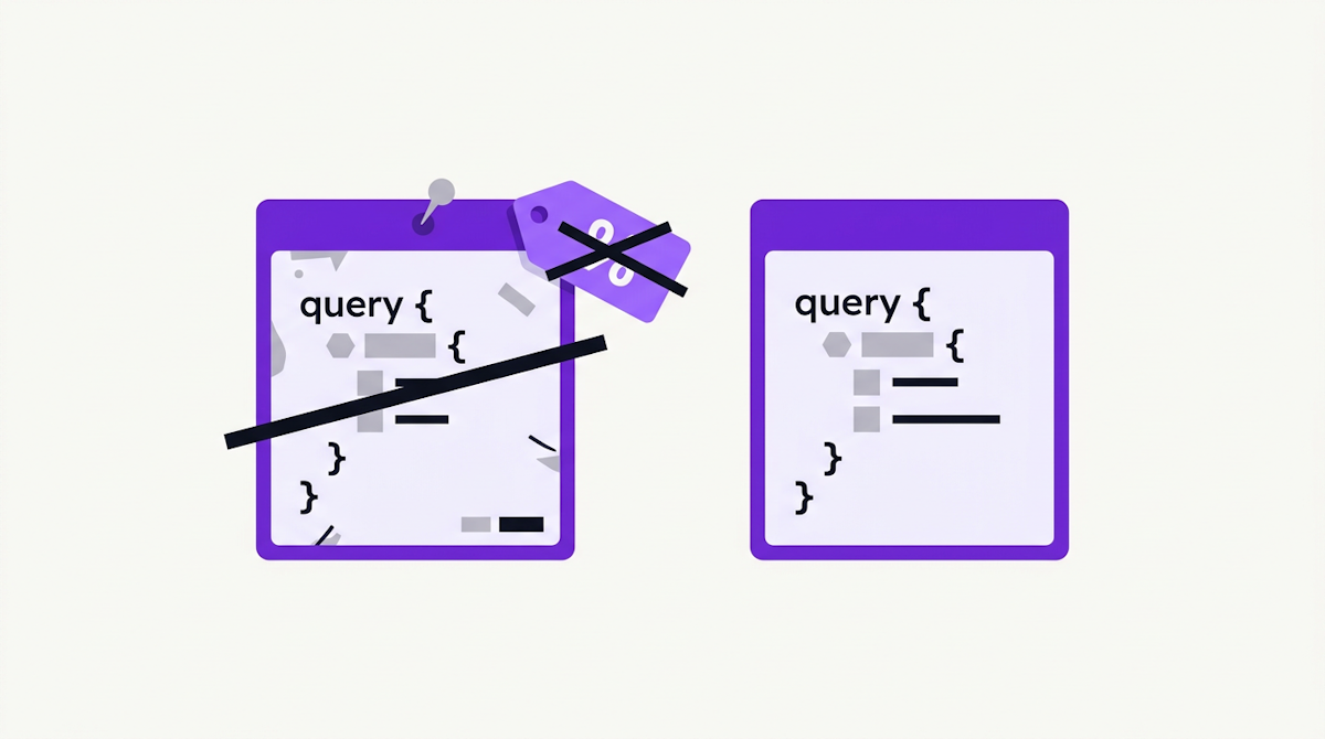A crossed-out code snippet card beside a new replacement snippet card and a discount tag.
