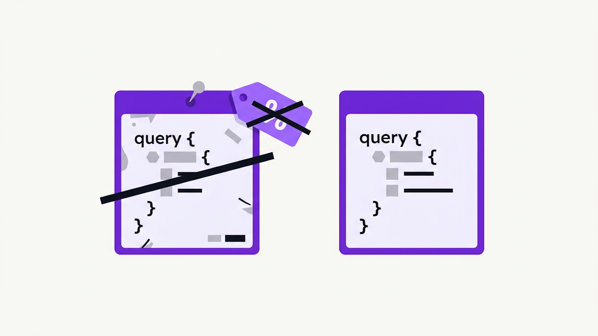 A crossed-out code snippet card beside a new replacement snippet card and a discount tag.