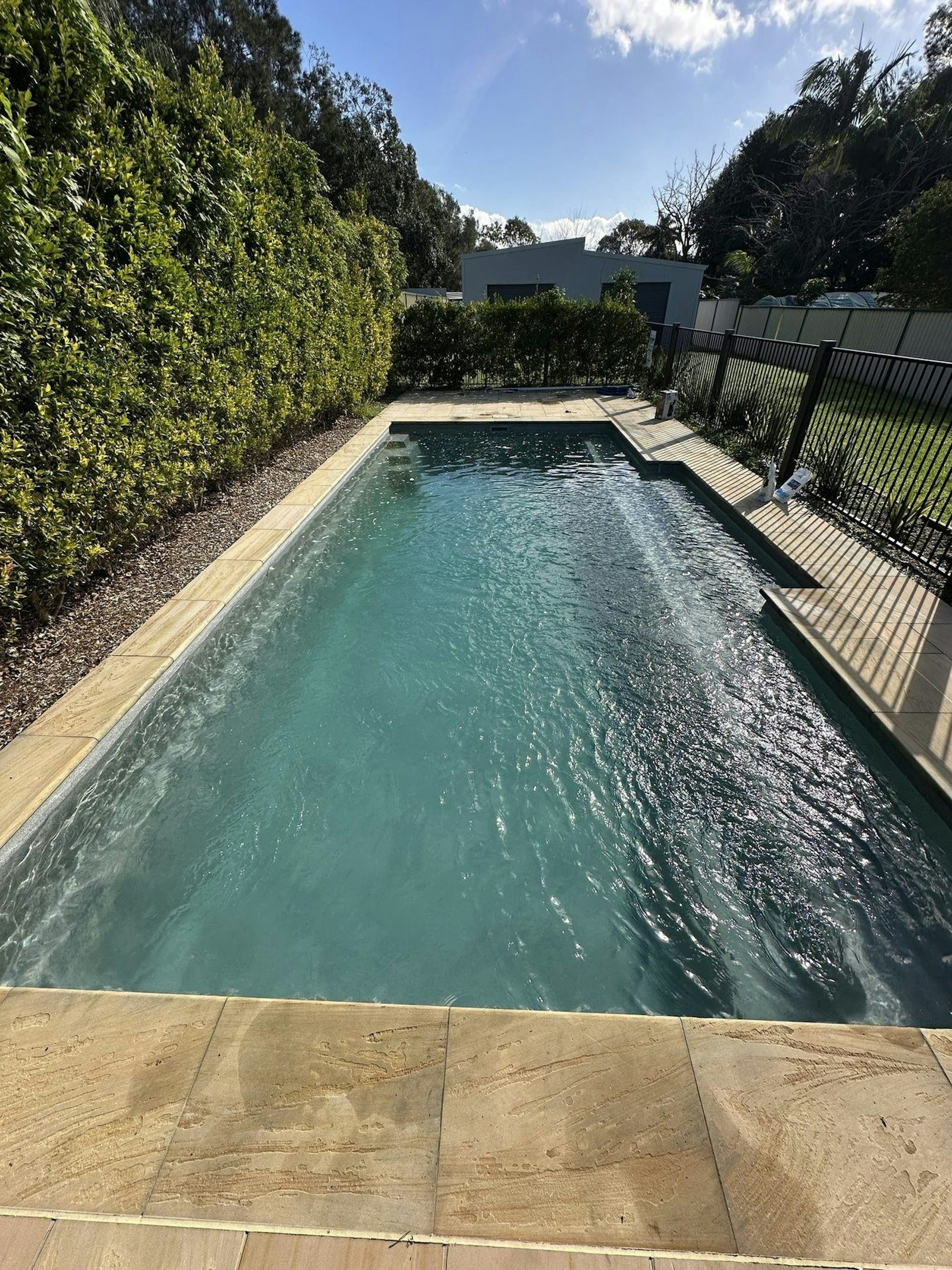 Rectangle pool with sandstone surrounds in Sydney