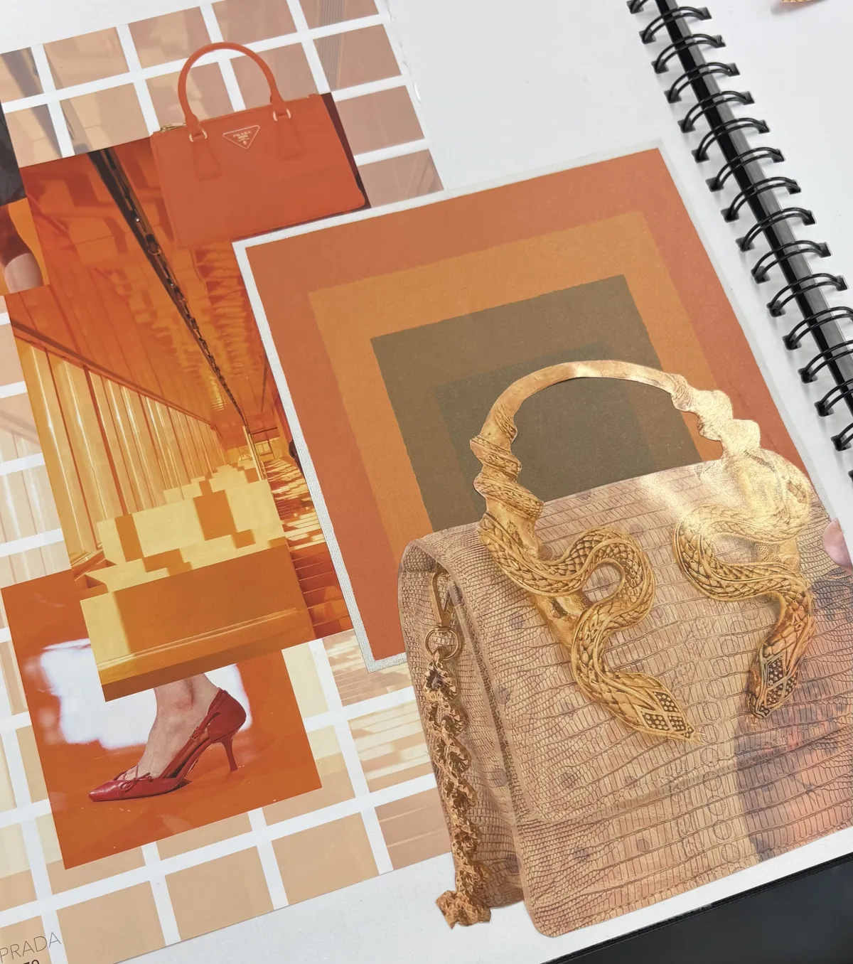 Research book con palette colori e riferimenti per una collezione di accessori