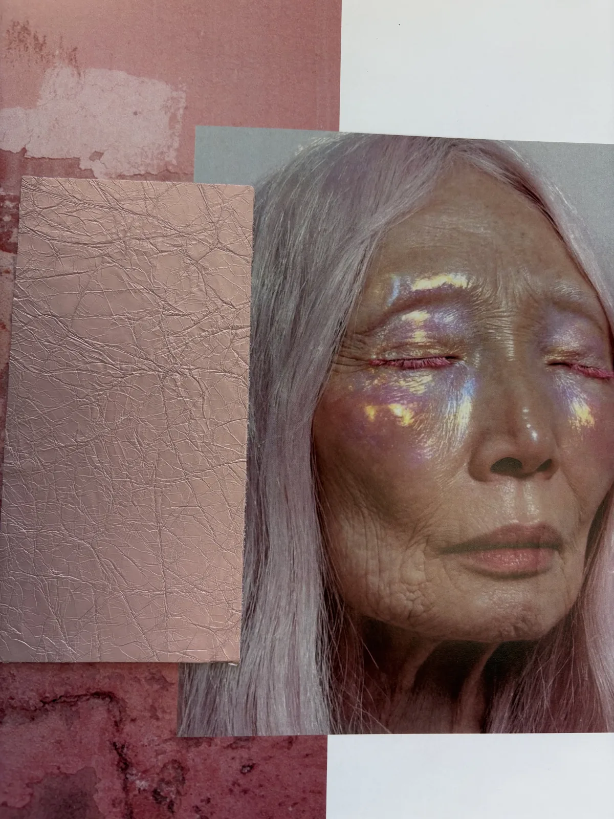 Moodboard con immagini e materiali per la ricerca creativa di una collezione