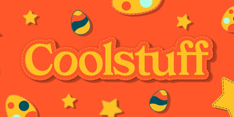 Coolstuff-logo med påskeegg og stjerner i bakgrunnen