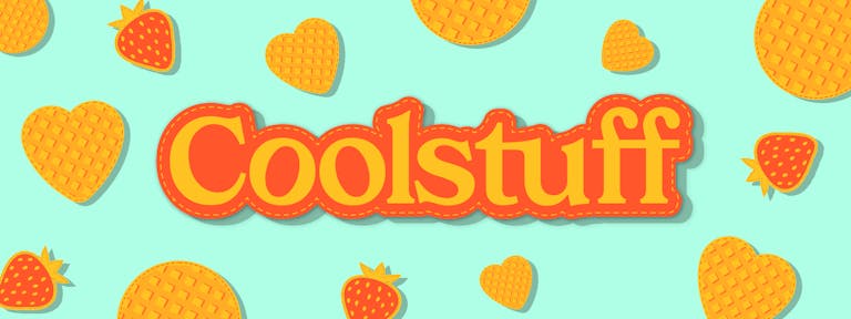 Coolstuff-Logo mit Waffeln und Erdbeeren