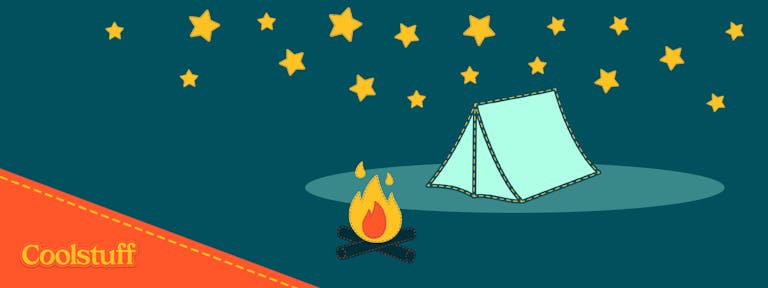Camping under stjärnorna - lägereld - tält