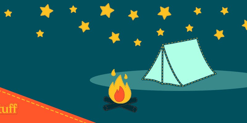 Camping under stjärnorna - lägereld - tält