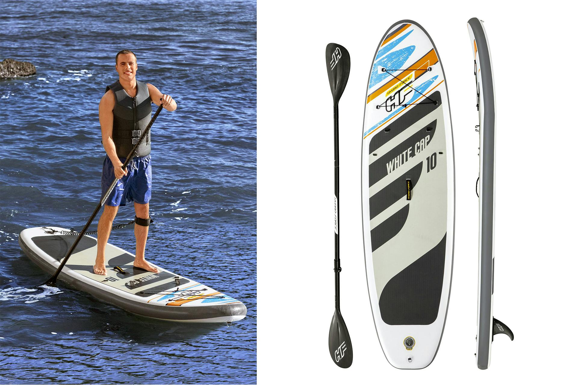 Man som står på en Bestway Hydro-Force SUP - Stand Up Paddle Board