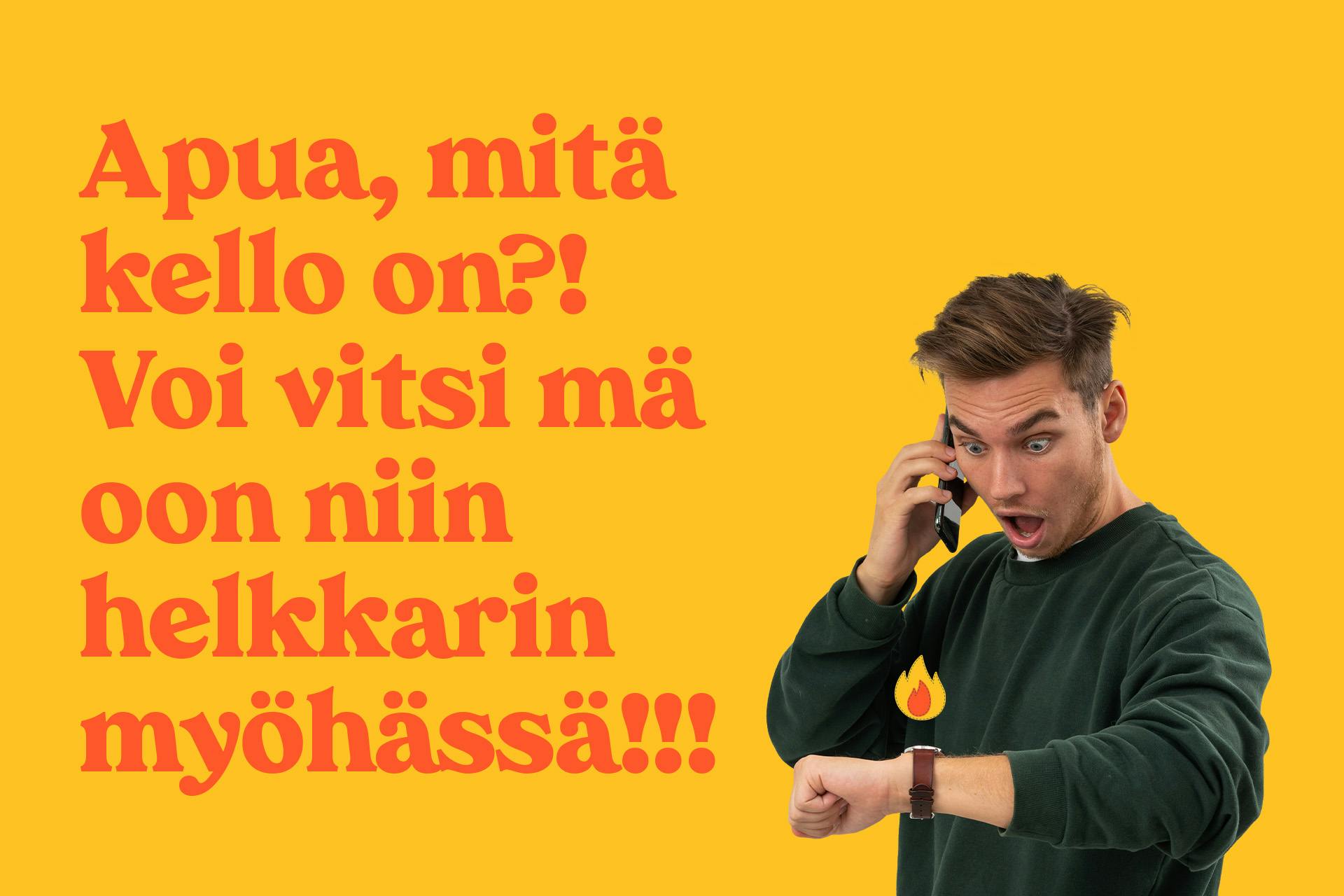 Stressaantunut mies katsoi kelloaan kesäaikaa varten