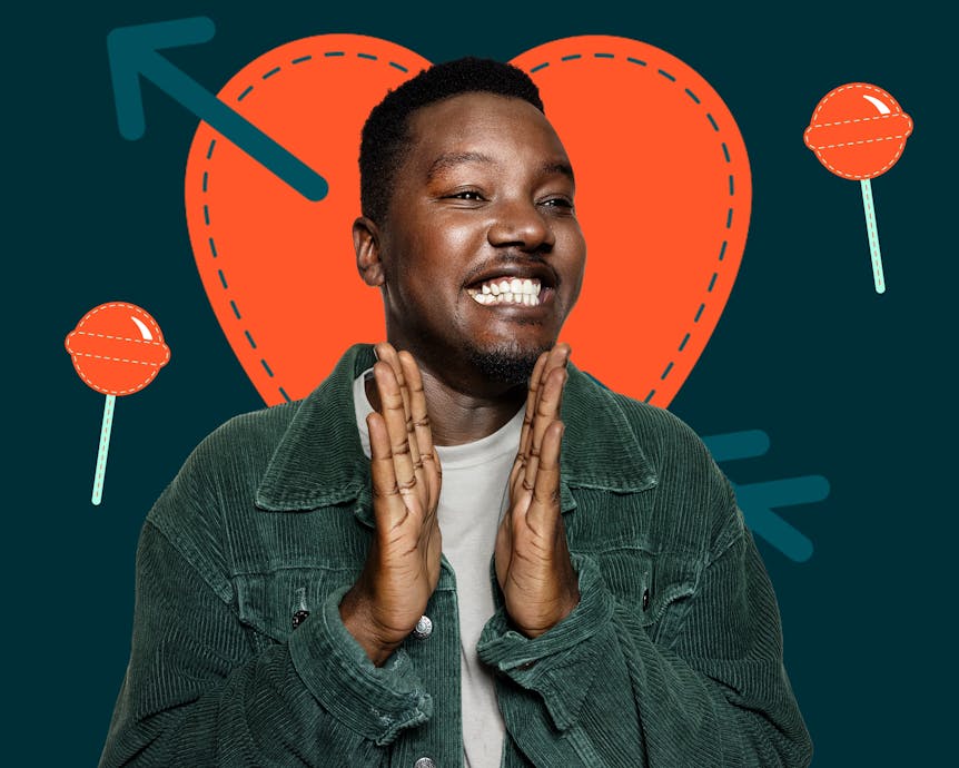 glad kille med godis och hjärta