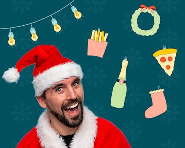 santa with christmas ornaments