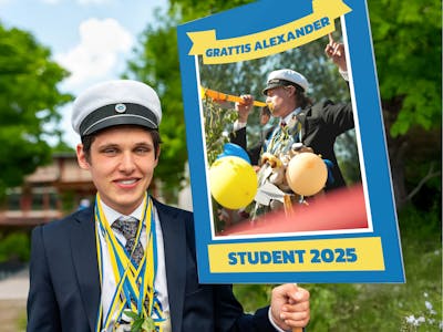Studentskylt med foto
