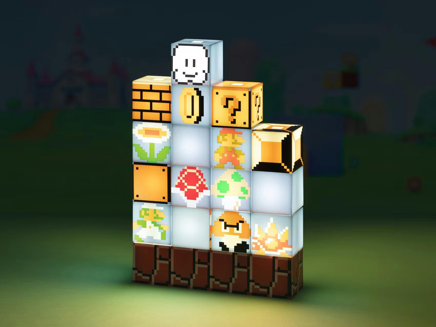 Interaktiivinen Super Mario Build-A-Level -yövalo lapsille.