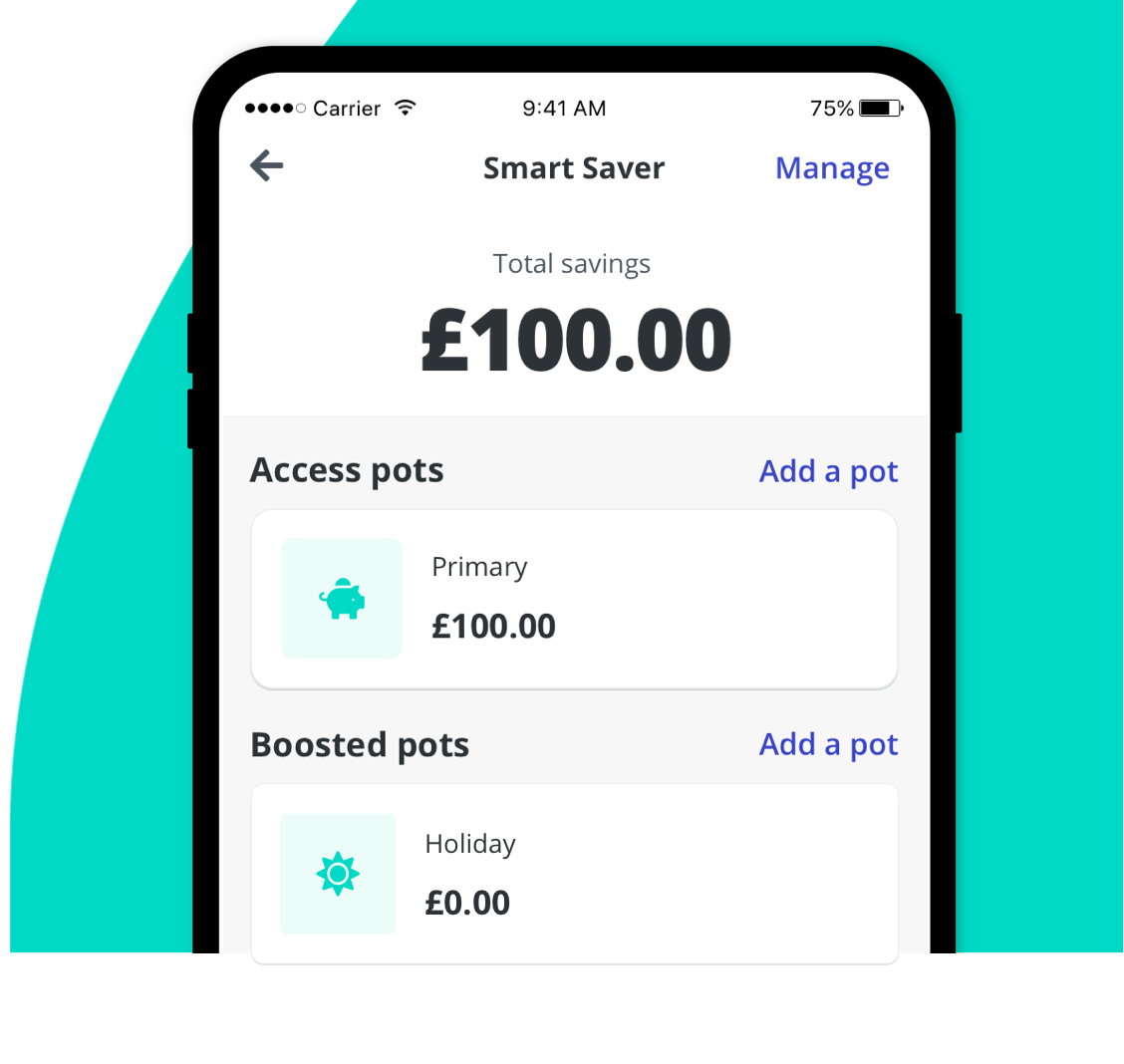 SmartSaver dashboard showing access and boosted pots