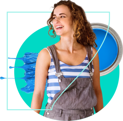 Woman standing in front of paint