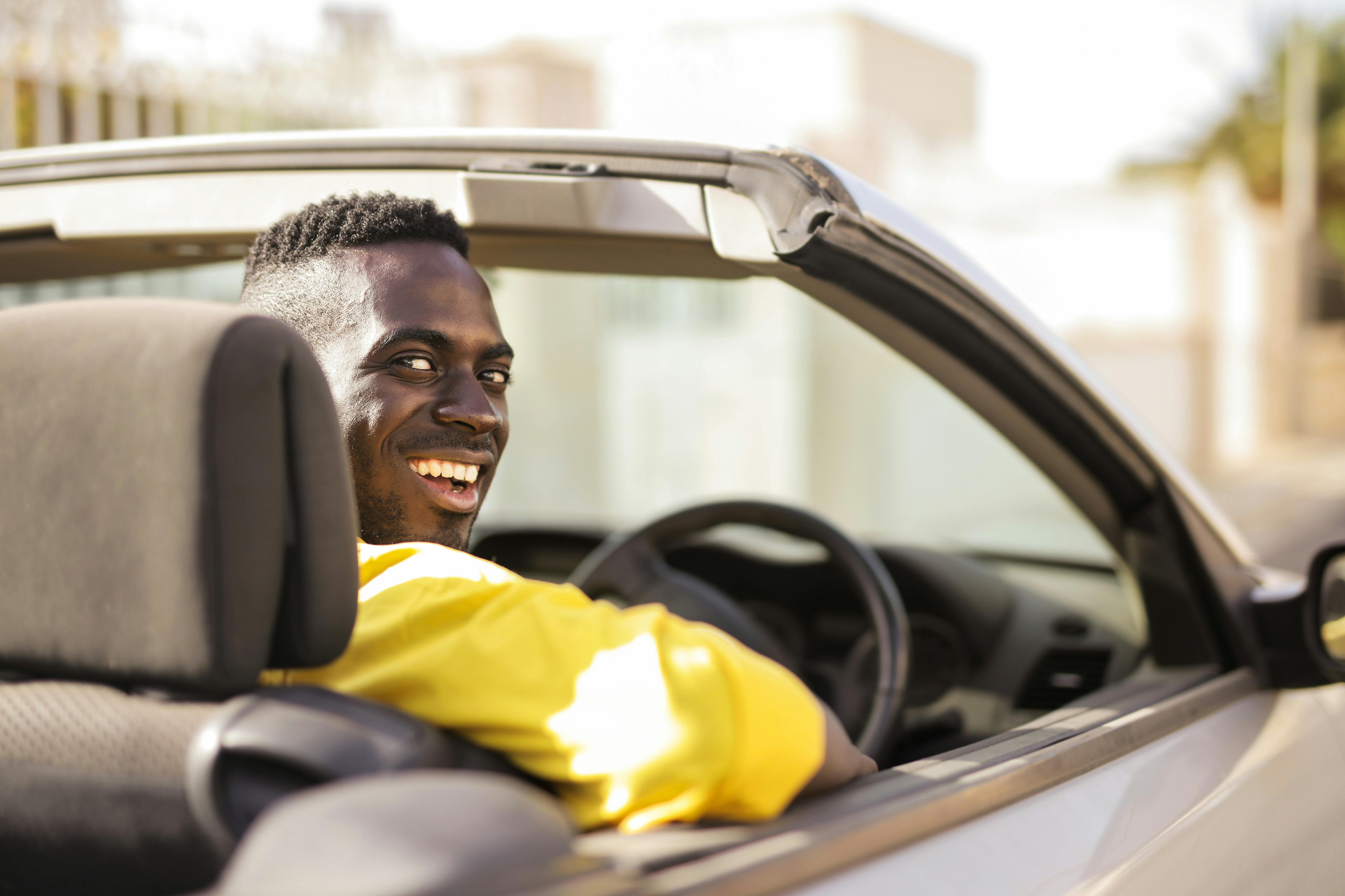 happy man driving