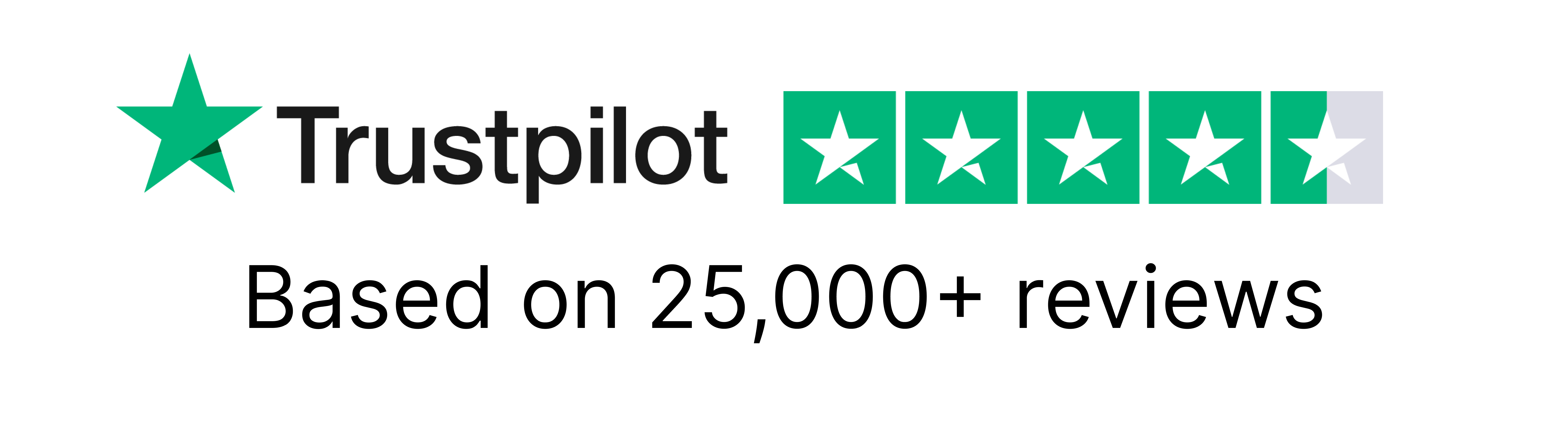 Trustpilot Based on 25000 plus reviews