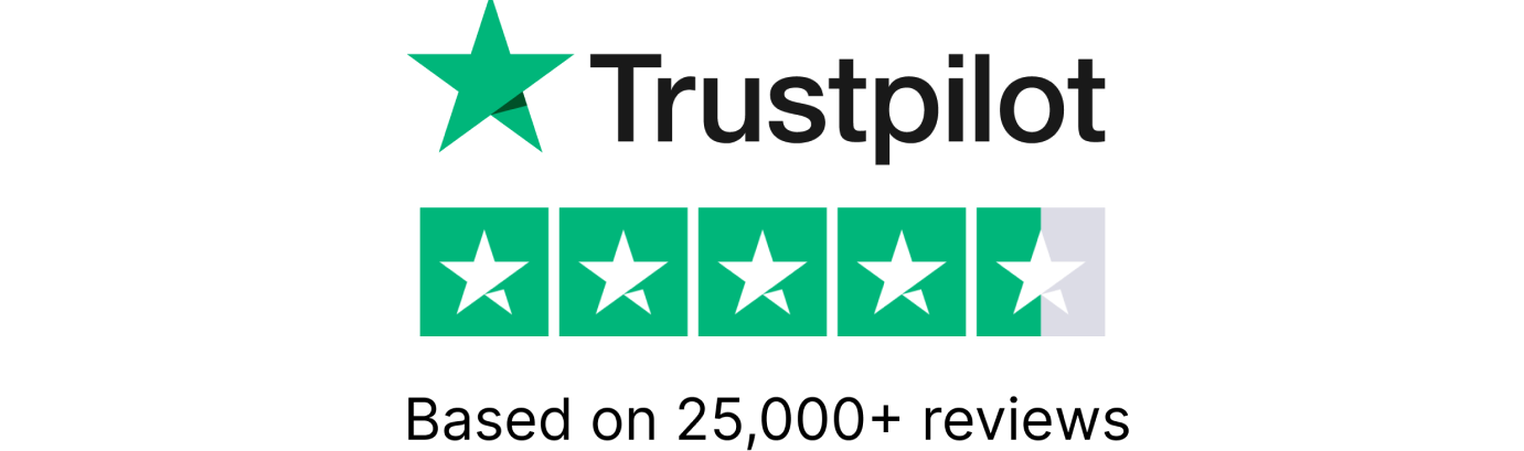 Trustpilot based on 25000 plus reviews