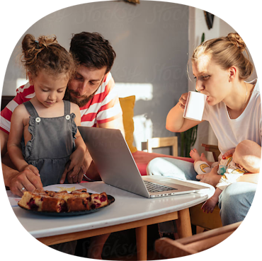 family having breakfast
