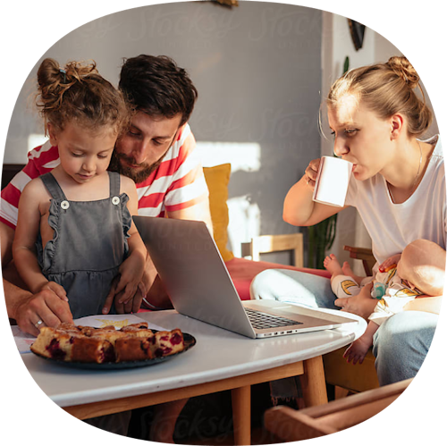 family having breakfast