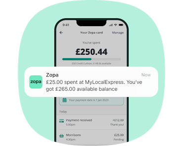 zopa app spending notification