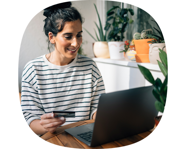 woman paying something on computer